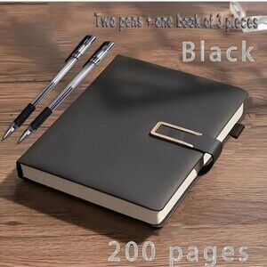 Black Journal Faux Leather Notebook A5 200 Pages